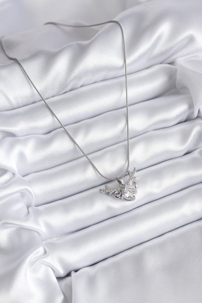 316l çelik Gümüş Renk Zirkon Taşlı Boynuz Model Kadın Kolye 316l çelik Gümüş Renk Zirkon Taşlı Boynuz Model Kadın Kolye