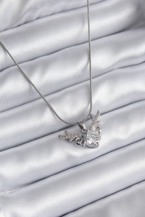 316l çelik Gümüş Renk Zirkon Taşlı Boynuz Model Kadın Kolye 316l çelik Gümüş Renk Zirkon Taşlı Boynuz Model Kadın Kolye