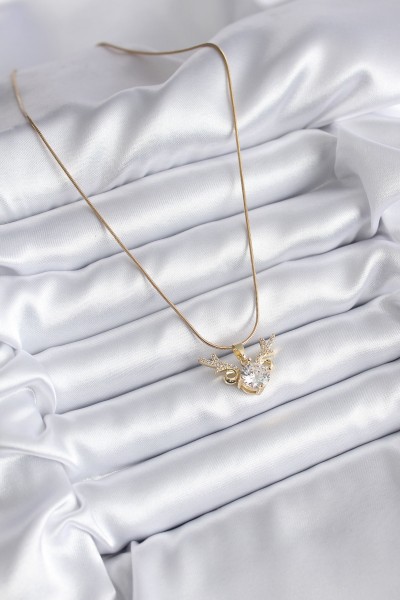 316l çelik Gold Renk Zirkon Taşlı Boynuz Model Kadın Kolye 316l çelik Gold Renk Zirkon Taşlı Boynuz Model Kadın Kolye