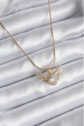 316l çelik Gold Renk Zirkon Taşlı Boynuz Model Kadın Kolye 316l çelik Gold Renk Zirkon Taşlı Boynuz Model Kadın Kolye