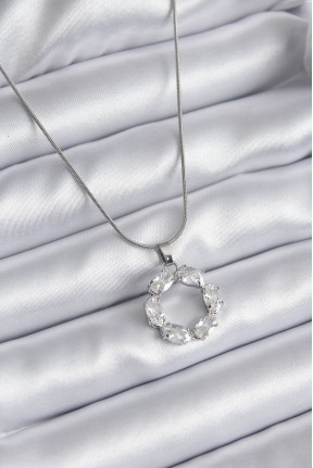 316l çelik Gümüş Renk Zirkon Taşlı Kadın Kolye 316l çelik Gümüş Renk Zirkon Taşlı Kadın Kolye