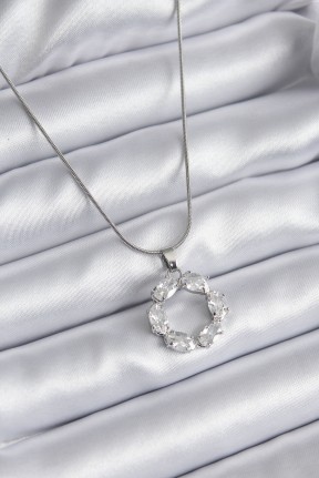 316l çelik Gümüş Renk Zirkon Taşlı Kadın Kolye 316l çelik Gümüş Renk Zirkon Taşlı Kadın Kolye