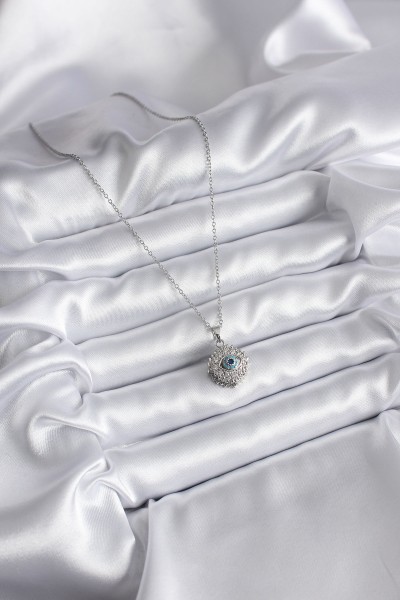 316l çelik Gold Renk Zirkon Taşlı Göz Model Kadın Kolye