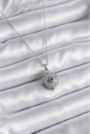 316l çelik Gold Renk Zirkon Taşlı Göz Model Kadın Kolye