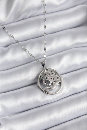 316l çelik Gümüş Renk Zirkon Taşlı Jaguar Model Kadın Kolye 316l çelik Gümüş Renk Zirkon Taşlı Jaguar Model Kadın Kolye