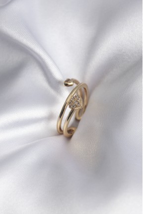 Pirinç Gold Renk Zirkon Taş Detay Kalp Model Kadın Yüzük Pirinç Gold Renk Zirkon Taş Detay Kalp Model Kadın Yüzük