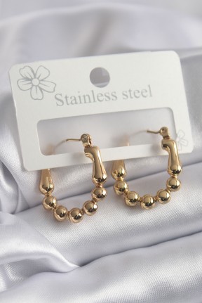 316l çelik Gold Renk Topçuk Halka Model Kadın Küpe 316l çelik Gold Renk Topçuk Halka Model Kadın Küpe