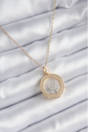 316l çelik Gold Renk Zirkon Taş Detay Ay Yıldız Fanus Model Kadın Kolye 316l çelik Gold Renk Zirkon Taş Detay Ay Yıldız Fanus Model Kadın Kolye