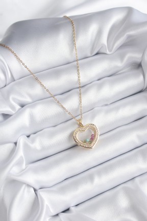 316l çelik Gold Renk Zirkon Taş Detay Kalp Fanus Model Kadın Kolye 316l çelik Gold Renk Zirkon Taş Detay Kalp Fanus Model Kadın Kolye