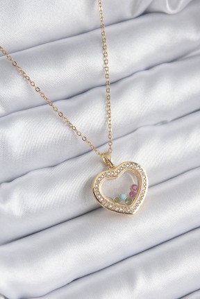 316l çelik Gold Renk Zirkon Taş Detay Kalp Fanus Model Kadın Kolye 316l çelik Gold Renk Zirkon Taş Detay Kalp Fanus Model Kadın Kolye
