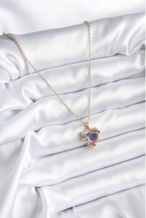 316l çelik Zincir Gold Renk Mor Renk Zirkon Taşlı Kalp Model Kadın Kolye 316l çelik Zincir Gold Renk Mor Renk Zirkon Taşlı Kalp Model Kadın Kolye