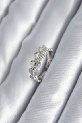 Pirinç Gümüş Renk Kalp Model İnci Detay Kadın Yüzük Pirinç Gümüş Renk Kalp Model İnci Detay Kadın Yüzük