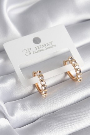 Pirinç Gold Renk Zirkon Taşlı Halka Model Kadın Küpe Pirinç Gold Renk Zirkon Taşlı Halka Model Kadın Küpe