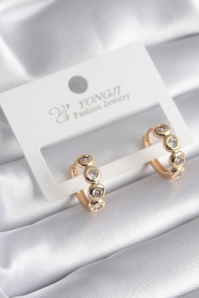 Pirinç Gold Renk Zirkon Taşlı Kadın Küpe Pirinç Gold Renk Zirkon Taşlı Kadın Küpe