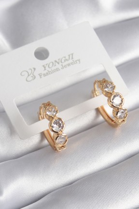 Pirinç Gold Renk Zirkon Taşı Kalp Detay Kadın Küpe Pirinç Gold Renk Zirkon Taşı Kalp Detay Kadın Küpe