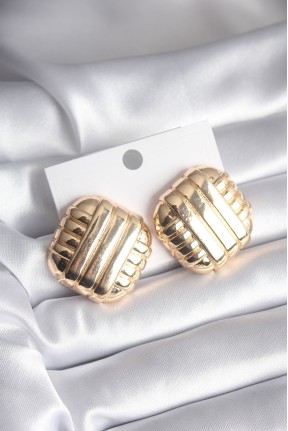 Pirinç Gold Renk İşleme Detay Kadın Küpe