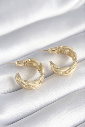 Pirinç Gold Renk Zirkon Taş Detay Zincir Model Kadın Küpe Pirinç Gold Renk Zirkon Taş Detay Zincir Model Kadın Küpe