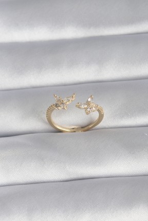 Pirinç Gold Renk Zirkon Taşlı Kelebek Model Kadın Yüzük Pirinç Gold Renk Zirkon Taşlı Kelebek Model Kadın Yüzük
