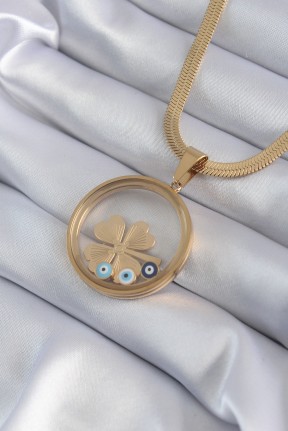 316l çelik Gold Renk İtalyan Zincir Açılabilir Fanus Yonca Figür Model Kadın Kolye 316l çelik Gold Renk İtalyan Zincir Açılabilir Fanus Yonca Figür Model Kadın Kolye
