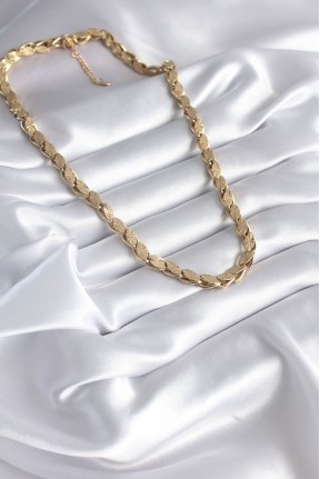 316l çelik Gold Renk Lazer Kesim Arpa Zincir Model Kadın Kolye