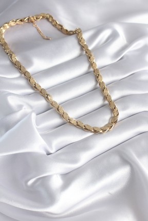 316l çelik Gold Renk Lazer Kesim Arpa Zincir Model Kadın Kolye