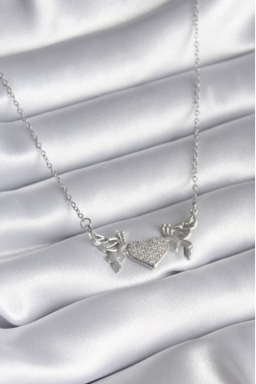 316l çelik Gümüş Renk Zirkon Taşlı Kanat Kalp Model Kadın Kolye 316l çelik Gümüş Renk Zirkon Taşlı Kanat Kalp Model Kadın Kolye