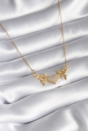 316l çelik Gold Renk Zirkon Taşlı Kanatlı Kalp Model Kadın Kolye 316l çelik Gold Renk Zirkon Taşlı Kanatlı Kalp Model Kadın Kolye