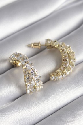 Pirinç Gold Renk Zirkon Taşlı Kadın Küpe Pirinç Gold Renk Zirkon Taşlı Kadın Küpe