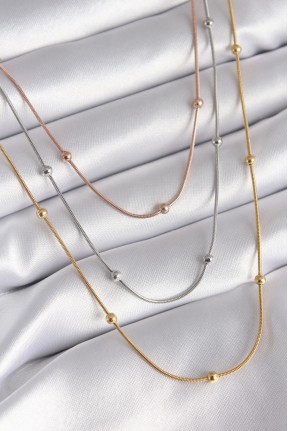 316l çelik Mix Renk 3'lü Topçuk Detay Kadın Kolye 316l çelik Mix Renk 3'lü Topçuk Detay Kadın Kolye