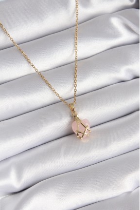 316l çelik Gold Renk Pembe Kalp Model Kadın Kolye 316l çelik Gold Renk Pembe Kalp Model Kadın Kolye