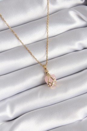 316l çelik Gold Renk Pembe Kalp Model Kadın Kolye 316l çelik Gold Renk Pembe Kalp Model Kadın Kolye
