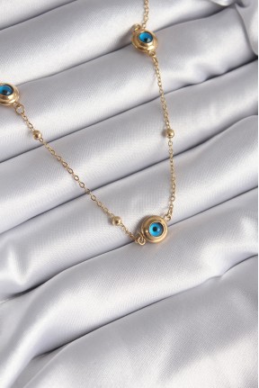 316l çelik Gold Renk Nazar Boncuk Model Kadın Kolye 316l çelik Gold Renk Nazar Boncuk Model Kadın Kolye