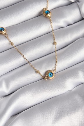 316l çelik Gold Renk Nazar Boncuk Model Kadın Kolye 316l çelik Gold Renk Nazar Boncuk Model Kadın Kolye
