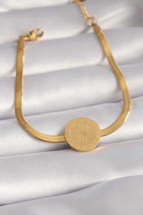 316l çelik Gold Renk İtalyan Zincir Model İşlemeli Madalyon Figür Kadın Bileklik 316l çelik Gold Renk İtalyan Zincir Model İşlemeli Madalyon Figür Kadın Bileklik