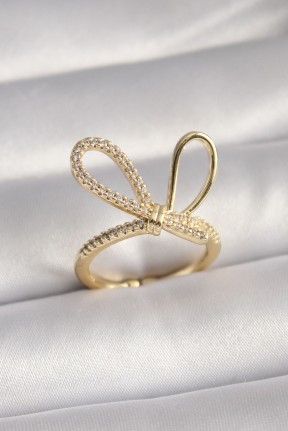 Gold Renk Zirkon Taşlı Düğüm Model Kadın Yüzük Gold Renk Zirkon Taşlı Düğüm Model Kadın Yüzük