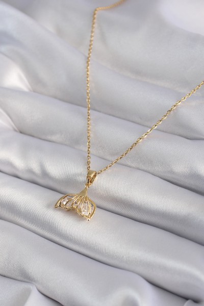 316l çelik Gold Renk Zirkon Taşlı Balık Kuyruğu Model Kadın Kolye 316l çelik Gold Renk Zirkon Taşlı Balık Kuyruğu Model Kadın Kolye