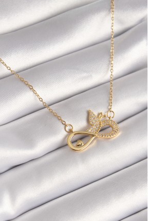 316l çelik Gold Renk Zirkon Zincir Taşı Sonsuzluk Kelebek Model Kadın Kolye 316l çelik Gold Renk Zirkon Zincir Taşı Sonsuzluk Kelebek Model Kadın Kolye