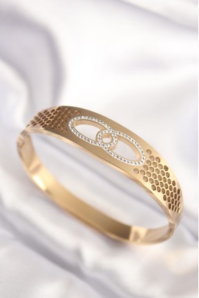 316l çelik Gold Renk Zirkon Taşlı Kadın Kelepçe Bilezik 316l çelik Gold Renk Zirkon Taşlı Kadın Kelepçe Bilezik