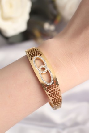 316l çelik Gold Renk Zirkon Taşlı Kadın Kelepçe Bilezik 316l çelik Gold Renk Zirkon Taşlı Kadın Kelepçe Bilezik