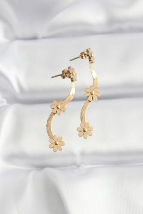 316l çelik Gold Renk İtalyan Zincir Papatya Küpe 316l çelik Gold Renk İtalyan Zincir Papatya Küpe