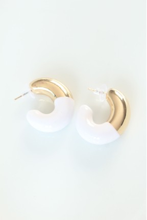 Ccb Beyaz Gold çift Renk Küpe