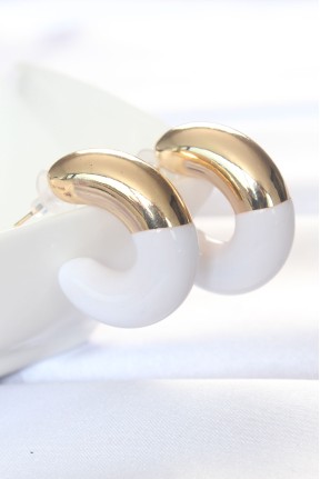 Ccb Beyaz Gold çift Renk Küpe