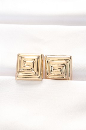 Pirinç Gold Renk Kare Form Küpe Pirinç Gold Renk Kare Form Küpe