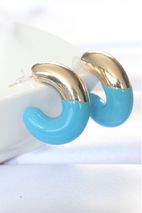 Ccb Mavi Gold çift Renk Küpe