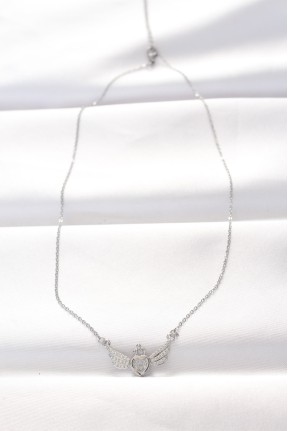 316l çelik Silver Renk Zirkon Taşlı Kalpli Kanat Kolye 316l çelik Silver Renk Zirkon Taşlı Kalpli Kanat Kolye