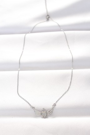 316l çelik Silver Renk Zirkon Taşlı Kalpli Kanat Kolye 316l çelik Silver Renk Zirkon Taşlı Kalpli Kanat Kolye
