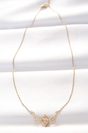 316l çelik Gold Renk Zirkon Taşlı Kalpli Kanat Kolye 316l çelik Gold Renk Zirkon Taşlı Kalpli Kanat Kolye