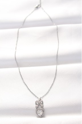 316l çelik Silver Renk Zirkon Taşlı Kalpli Fiyonk Kolye 316l çelik Silver Renk Zirkon Taşlı Kalpli Fiyonk Kolye