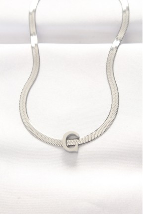 316l çelik C Harfli Silver Renk İtalyan Zincirli Kolye 316l çelik C Harfli Silver Renk İtalyan Zincirli Kolye
