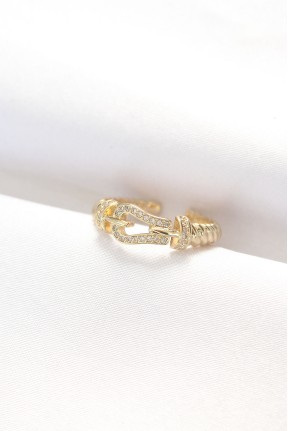 Kemer Tokası Tasarımlı Gold Renk Zirkon Taşlı Ayarlanabilir Yüzük Kemer Tokası Tasarımlı Gold Renk Zirkon Taşlı Ayarlanabilir Yüzük
